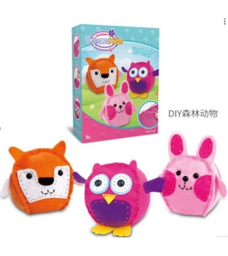 Set 3 Piese Creatie Perna pentru Copii Model Pasare/Catel/Pisica, Dream Kids