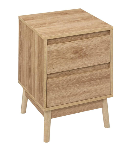 Noptiera 5Five Abana cu 2 sertare, PAL, finisaj stejar, 40x40x56 cm, bej