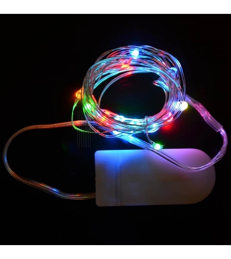 Instalatie Craciun, 1 metru, 10 LED-uri, Multicolor, cu baterii, fir aliaj zinc, liniar, interior/exterior, Vafy