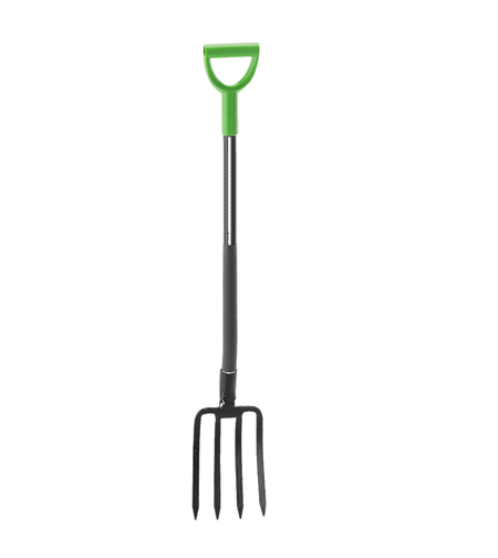 Furca de gradina cu 4 dinti din otel si maner metalic, 120 cm, negru