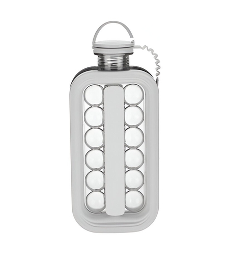 Forma pentru Gheata 2 in 1 Portabila, Flippy, Tavita sub Forma de Sticla, Diametru 3 cm, Multifunctional, 17 Bilute de Gheata, 27.5 x 11.4 x 5.5 cm, Culoare Alb