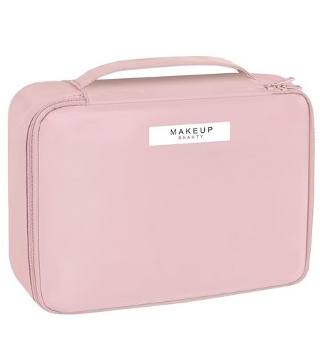 Geanta de Calatorie, Flippy, pentru Cosmetice si Articole de Toaleta, Material Impermeabil, 2 in 1, Portfard Interior Detasabil, 23 x 16 x 8 cm, Roz