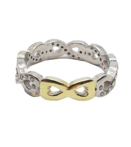 Inel pentru Dama Argint 925, Jolie Silver, Model Infinit, Placat Cu Aur Galben si Minizirconii, 4.9 g, Argintiu/Auriu