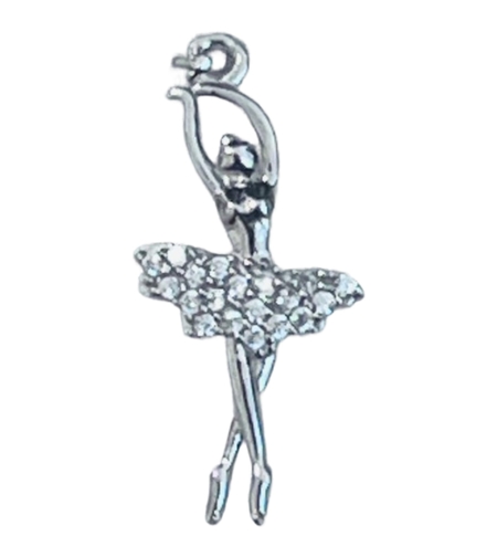 Pandantiv, Jolie Silver, Argint 925, Model Balerina cu Zirconii, 27 x 10 mm, 1.1 g