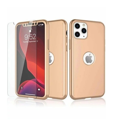 Husa de protectie Vafy compatibila cu Apple iPhone 12 Pro Max Full Cover 360 Auriu + Folie de protectie