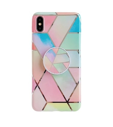 Husa protectie pentru Apple iPhone SE 2020 Soft IMD TPU Marble Geometric Roz Suport inclus