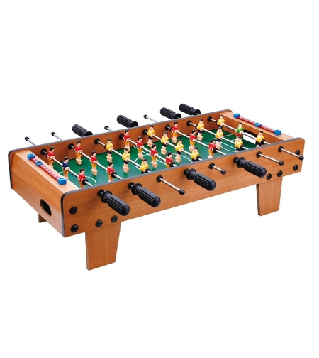Masa de Fotbal cu Teren, Flippy, cu Picioare Scurte, 8 Manere, Tablou de Scor, 64 x 20 x 47 cm, din Lemn/Otel/ABS, Maro