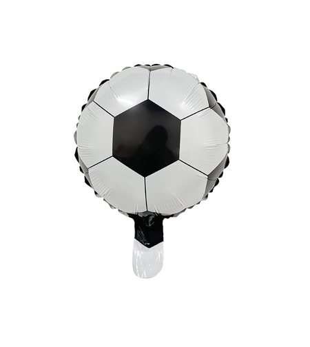 Balon din Folie Metalizata, Flippy, Mini Figurine, Model Minge de Fotbal, Tematica Aniversare, 30x24 cm, Ambalaj Individual, Pai Inclus, Umflare cu Aer sau Heliu, Alb-Negru