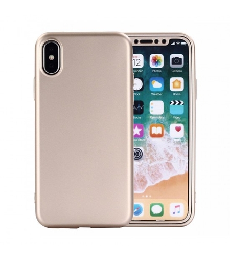 Husa Apple iPhone 7 Full Silicone 360 Auriu + Folie de protectie