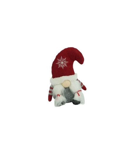 Ornament de Craciun spiridus, Flippy, gri/rosu, textil, 19 cm
