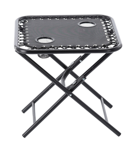 Masa turistica pliabila pentru camping, cu suport pahare, 50x50x50 cm, negru