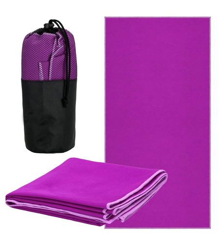Prosop de plaja cu uscare de rapida, husa de transport, 75x150cm, violet