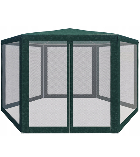 Pavilion cu plasa anti-insecte, fermoar, hexagonal, 200cm, Verde