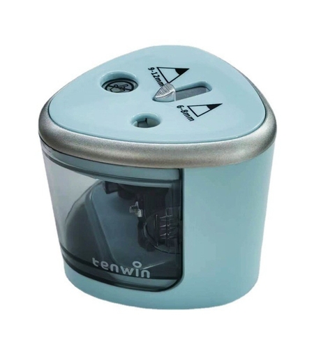 Ascutitoare Electrica cu 2 Gauri, Flippy, Gri, Baterii 4 x AA (neincluse), 7.5 x 7.5 x 7.5 cm, Albastru