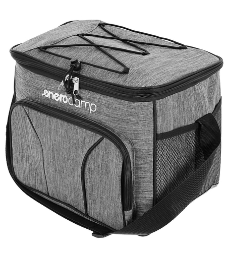 Geanta termica 18L cu buzunare laterale, strat termoizolant PEVA si curea reglabila, 33x21x26 cm, gri