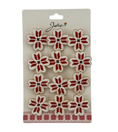 Set 12 Brose Martisor Primavara, Jolie, Model Trifoi cu Motiv Traditional Rosu