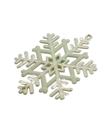 Ornament brad de Craciun, Perlat, in forma de Fulg de nea, 8 cm x 8 cm, Plastic, Flippy