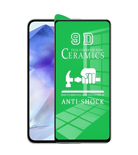 Folie de Protectie Ceramica, Vafy, Compatibila cu Samsung Galaxy A35 4G, A35 5G, Ceramics 9D, Antisoc, Margini Negre, Transparent