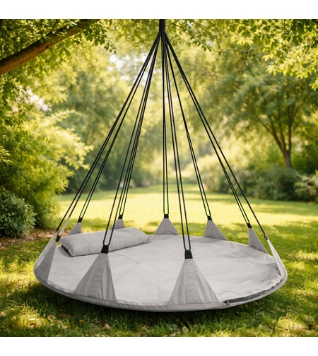 Leagan de gradina XXL Sersimo, suspendat tip pat, 150cm, gri