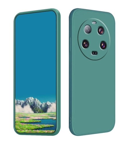 Husa de Protectie, Vafy, pentru Xiaomi 14 Ultra, Liquid Silicone, cu Microfibra pe Interior, Protectie Antisoc, Compatibil Incarcare Wireless, Verde
