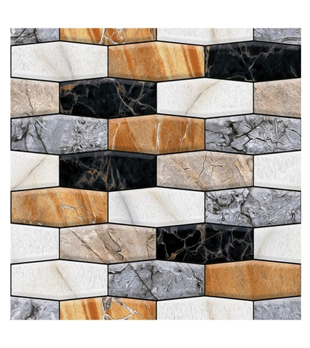 Set 10 x Placi Tapet Autocolant 3D cu Imitatie de Marmura Asimetrica, pentru Perete Bucatarie Sufragerie, Usor de Curatat, Rezistent la Apa, Autoadeziv, 30x30 cm, Maro Gri Negru