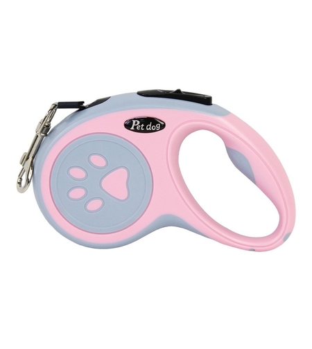 Lesa Automata Retractabila, Flippy, pentru Caini, 5m, 20 kg, ABS, Roz/Gri, 8x12x4 cm