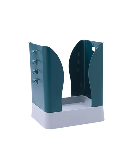 Cos de Gunoi Extensibil, Flippy, din Plastic, Reglabil, Pliabil, Versatil, pentru Bucatarie, Baie sau Birou, Cos Universal, 21x25x17 cm, Albastru Gri