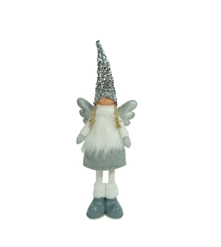 Ornament de Craciun ingeras, Flippy, alb/gri, textil, 53 cm
