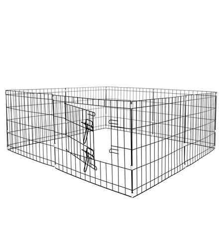 Tarc pentru animale de companie, din fier, forma configurabila, cu usa de acces, 3XL, 155x155x61cm, negru
