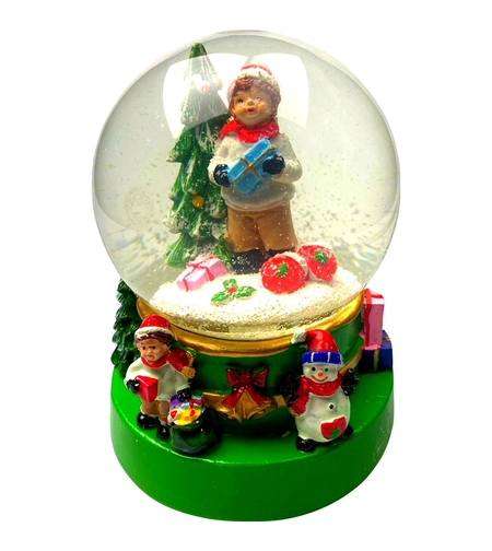 Decoratiune muzicala glob cu zapada, cu lumini si muzica, Mos Craciun, 15.5 cm, multicolor