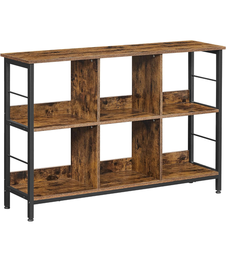 VASAGLE Biblioteca, raft cu 6 unitati de depozitare, din lemn, 33x120x80 cm, maro rustic
