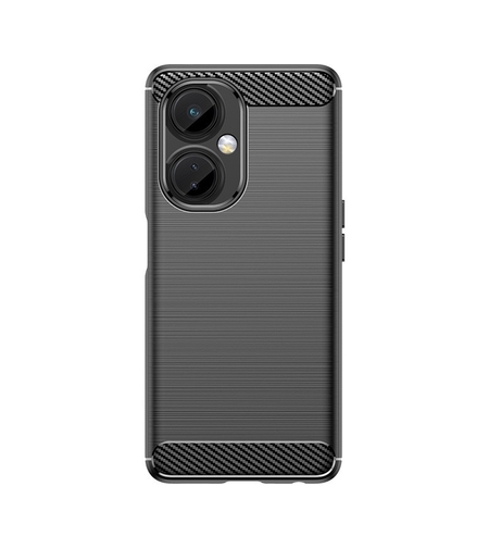 Husa Protectie pentru OnePlus Nord CE2 Lite 5G, Vafy, din Silicon TPU Moale, Textura Periat, Anti Cadere, cu Element Carbon, Negru