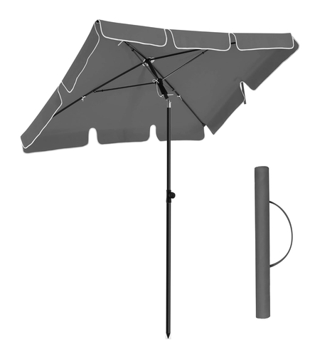 SONGMICS Umbrela terasa gradina sau plaja, inclinare 2 directii, protectie UV UPF 50+, 180x125 cm, gri