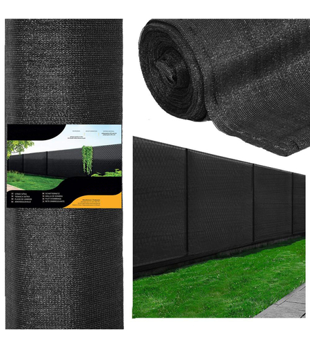 Plasa umbrire si intimitate pentru gard, 1.5m latime, 10m lungime, 140g densitate, negru