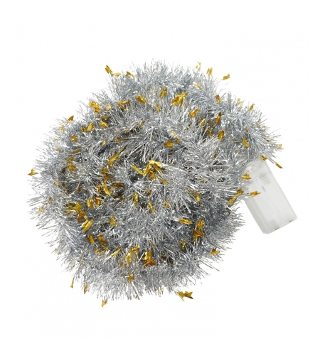 Beteala Craciun cu LED, Aurie, model cu stelute, 2 m x 5 cm, PVC, Sir, Artificiala, Flippy