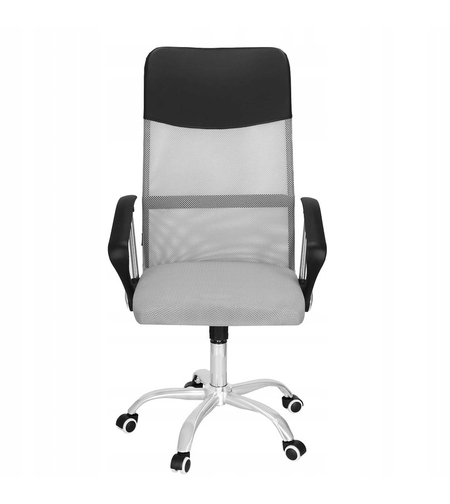 Scaun de birou ergonomic cu reglaj pe inaltime, material tip mesh si ecopiele, 58x60x117 cm, gri