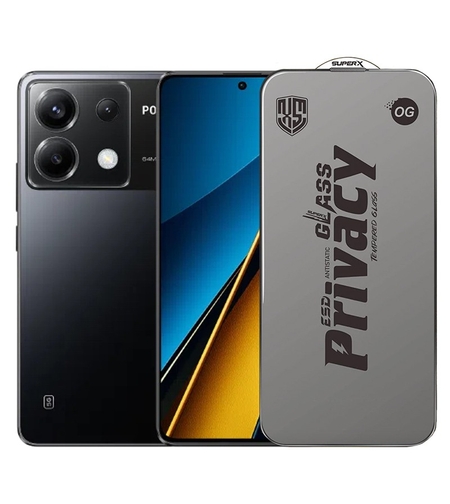 Folie de Protectie pentru Xiaomi Poco X6, Vafy, Sticla Securizata ESD Antistatica, Super-X Privacy OG, Margini Negre, 0.30 mm, Transparent Inchis