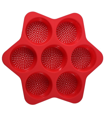 Forme de Silicon pentru Copt, Flippy, 7 Forme Rotiunde, pentru Burgeri si Prajituri, 38.5 x 4 cm, Rosu