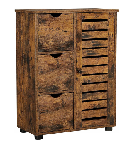 SONGMICS Comoda cu 3 sertare si dulap, 60x30x80cm, maro rustic