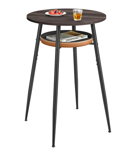 VASAGLE Masa de bar maro, 70x70x91 cm – design elegant cu piele artificiala, blat 60 cm, stabila si usor de asamblat