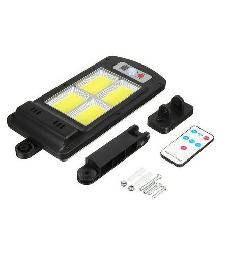 Lampa Solara De Exterior LED Flippy, 23 cm x 11.5 cm, 3072 Lumeni 128 COB LED 25.6 W - echivalent 205 W bec incadescent, IP65, Senzor de Miscare, Senzor de Lumina, 4 Grile, Alb Rece