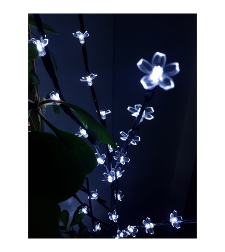 Decoratiune Luminoasa Crenguta cu Baterii 72 LED -uri Flori Alb Rece