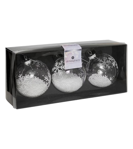 Set 3 globuri Craciun din sticla, diametru 8 cm, transparente