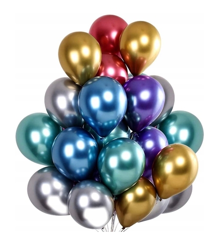 Set 50 Baloane din Latex Chrome, Flippy, Model Party, 23 cm, Multicolor, 2.2 g