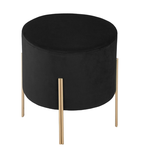 Taburet rotund Atmosphera Ilyan, 34x40 cm, catifea si MDF, negru