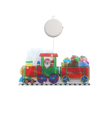 Decoratiune de Craciun pentru fereastra Flippy, trenulet, cu LED-uri, 26 cm, alb cald
