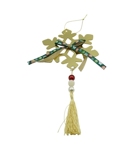 Ornament brad, Flippy, Fulg de nea, Auriu, Lucios, 15*27CM, Acril, Interior/ Exterior