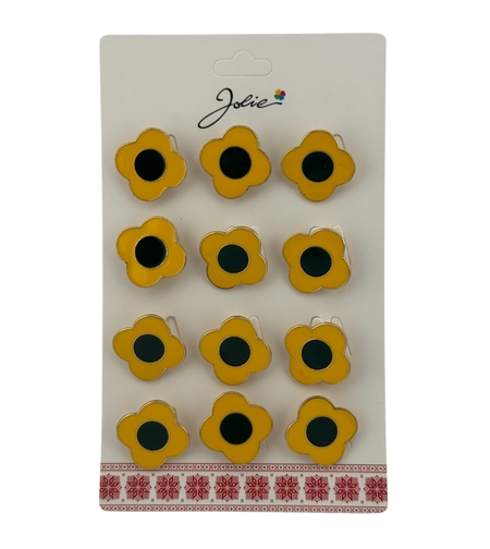 Set 12 Brose Martisor pentru Copii, Jolie, Model Floare, Galben