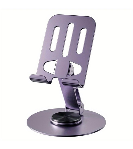 Suport de Birou pentru Telefon sau Tableta, Flippy, din Metal, Pliabil, 5.7 x 13.5 x 8.7 cm, Universal, Mov