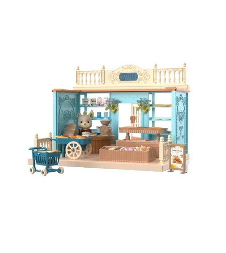 Casa de papusi cu figurine si mobilier, brutarie